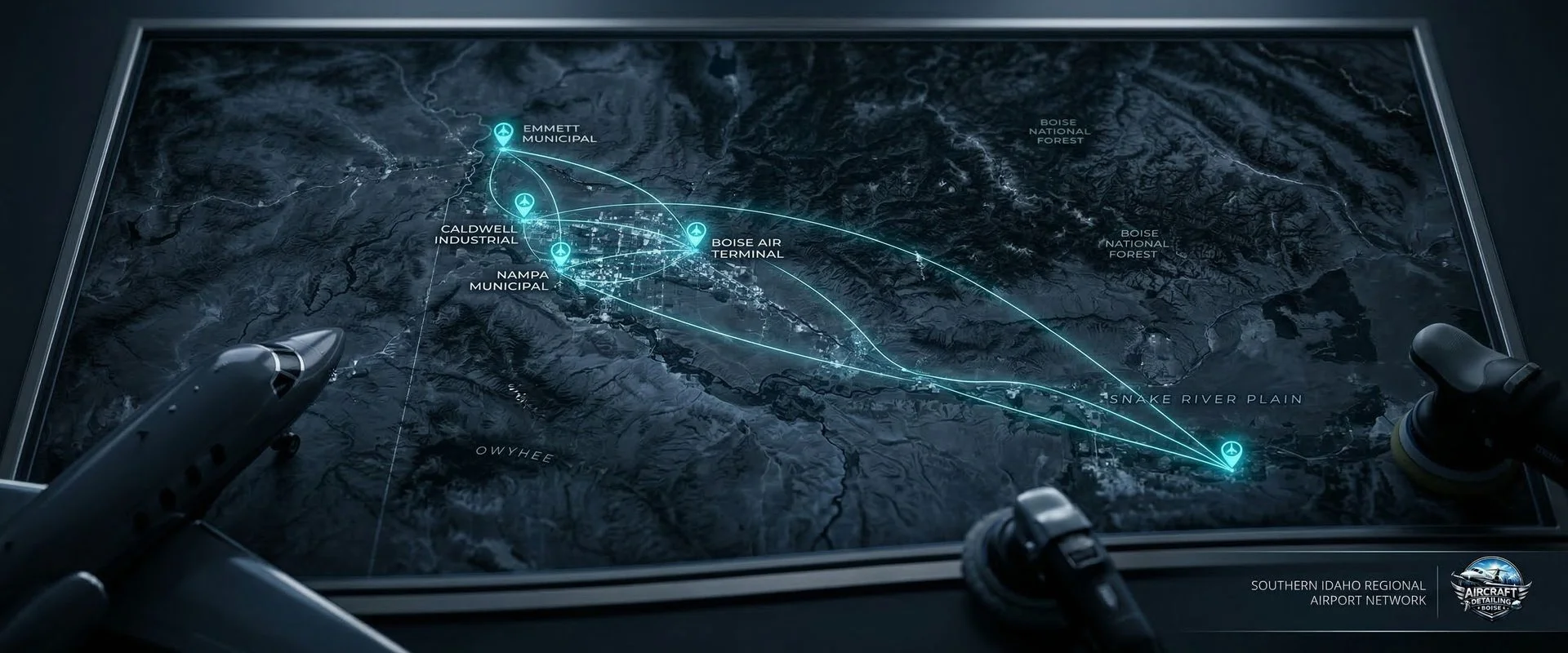 Aircraft detailing service areas across Idaho